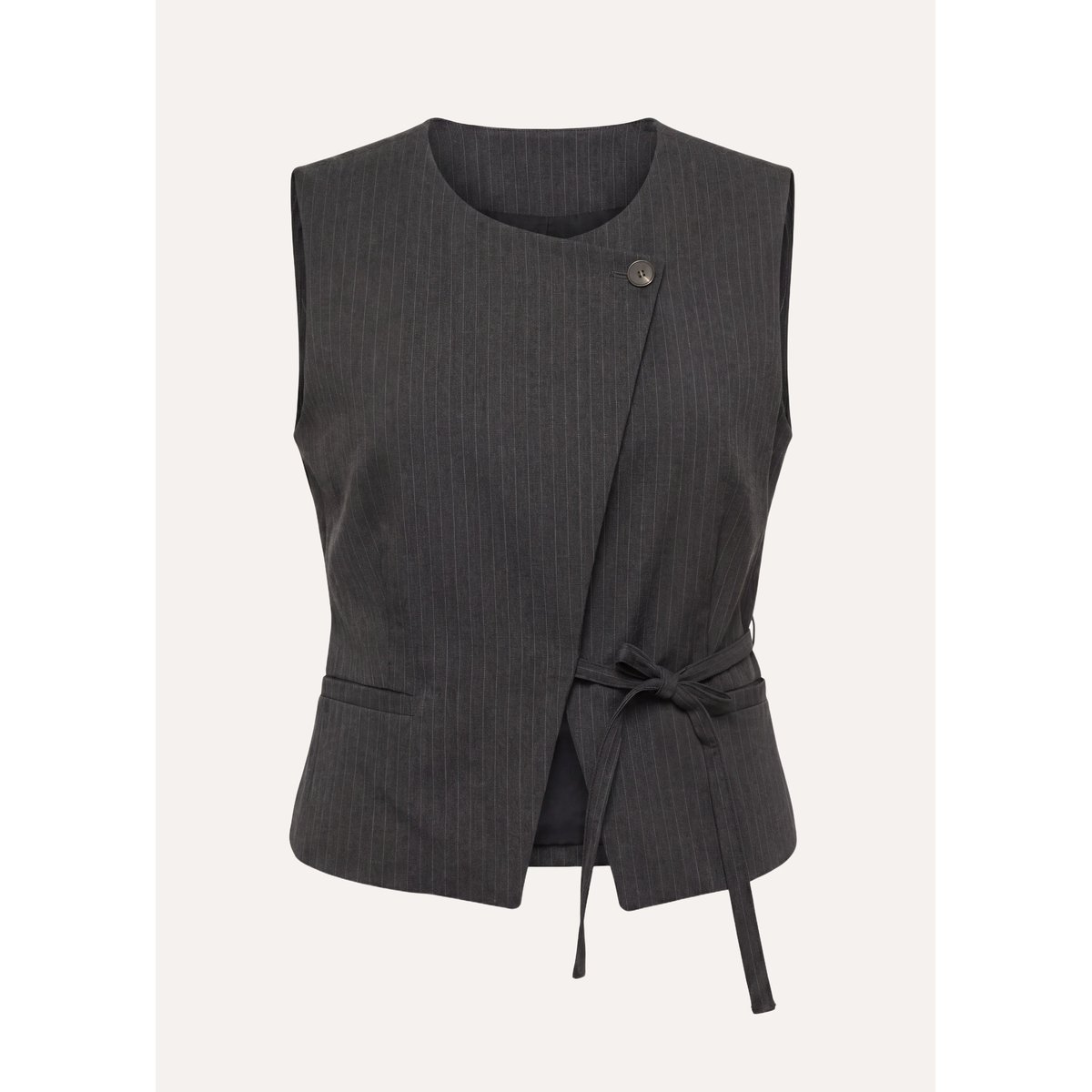 Veste sans manches encolure ronde anthracite, LA FEE MARABOUTEE