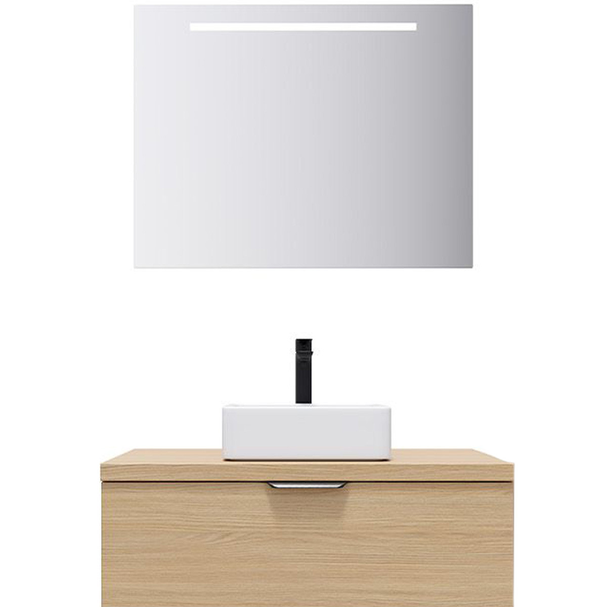 Ensemble vasque posée 1 tiroir + miroir - SOHO chêne clair, HOMIFAB