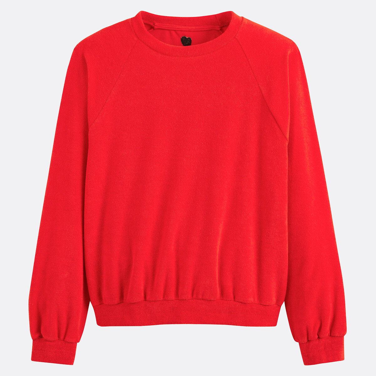 Embroidered Back Towelling Sweatshirt red, LA REDOUTE COLLECTIONS