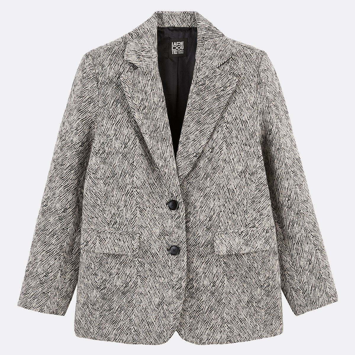 Blazer oversize, en jacquard zébré imprimé zèbre noir, LA REDOUTE COLLECTIONS