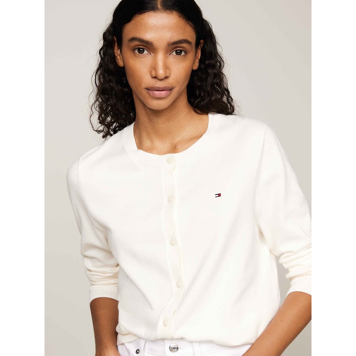 Cardigan col rond  ivoire, TOMMY HILFIGER