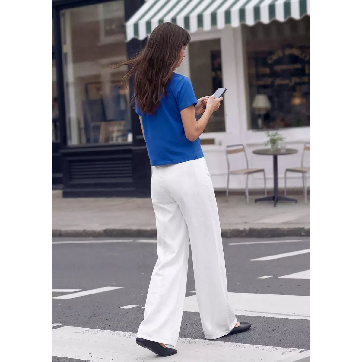 Jean wide leg détaille coutures blanc cassé, MANGO TEEN