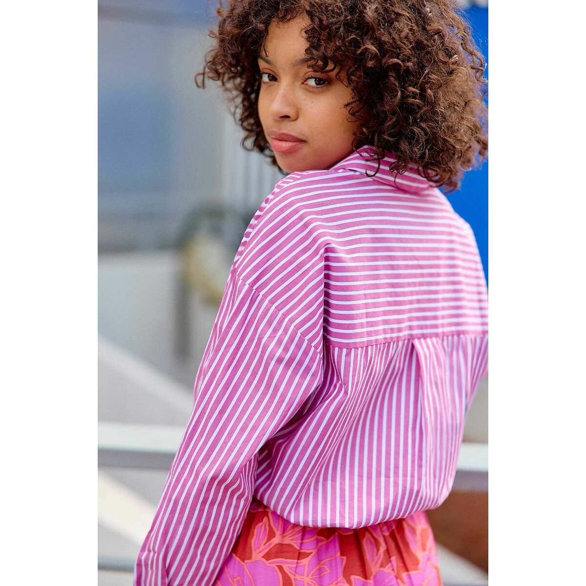 Chemise droite manches longues CLONY rose fuchsia, LA PETITE ETOILE