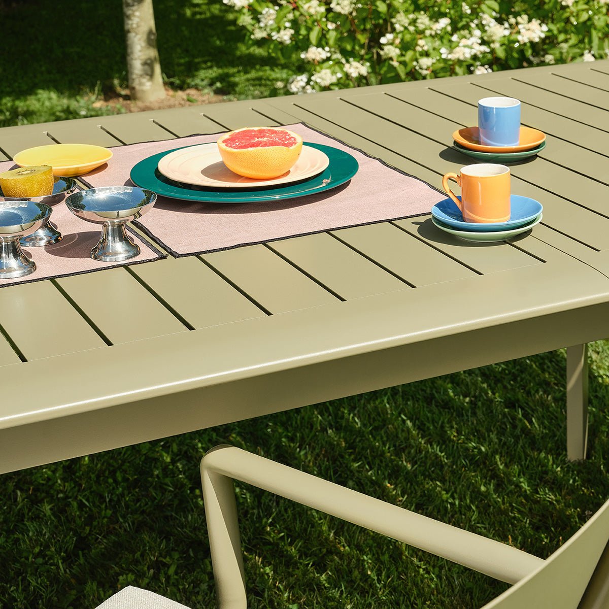 Table de jardin en aluminium kaki extensible 6/10 pers. SARO kaki_clair, BERAH GETAH