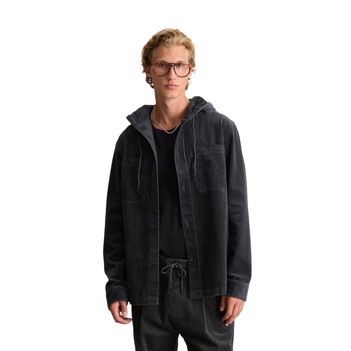 Surchemise en velours côtelé, coupe régulière en coton biologique gris, MARC O’POLO DENIM