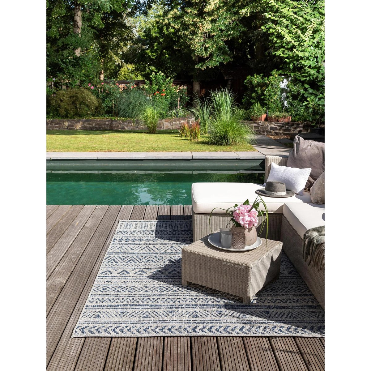 Tapis d'extérieur & intérieur CLEO bleu, BENUTA