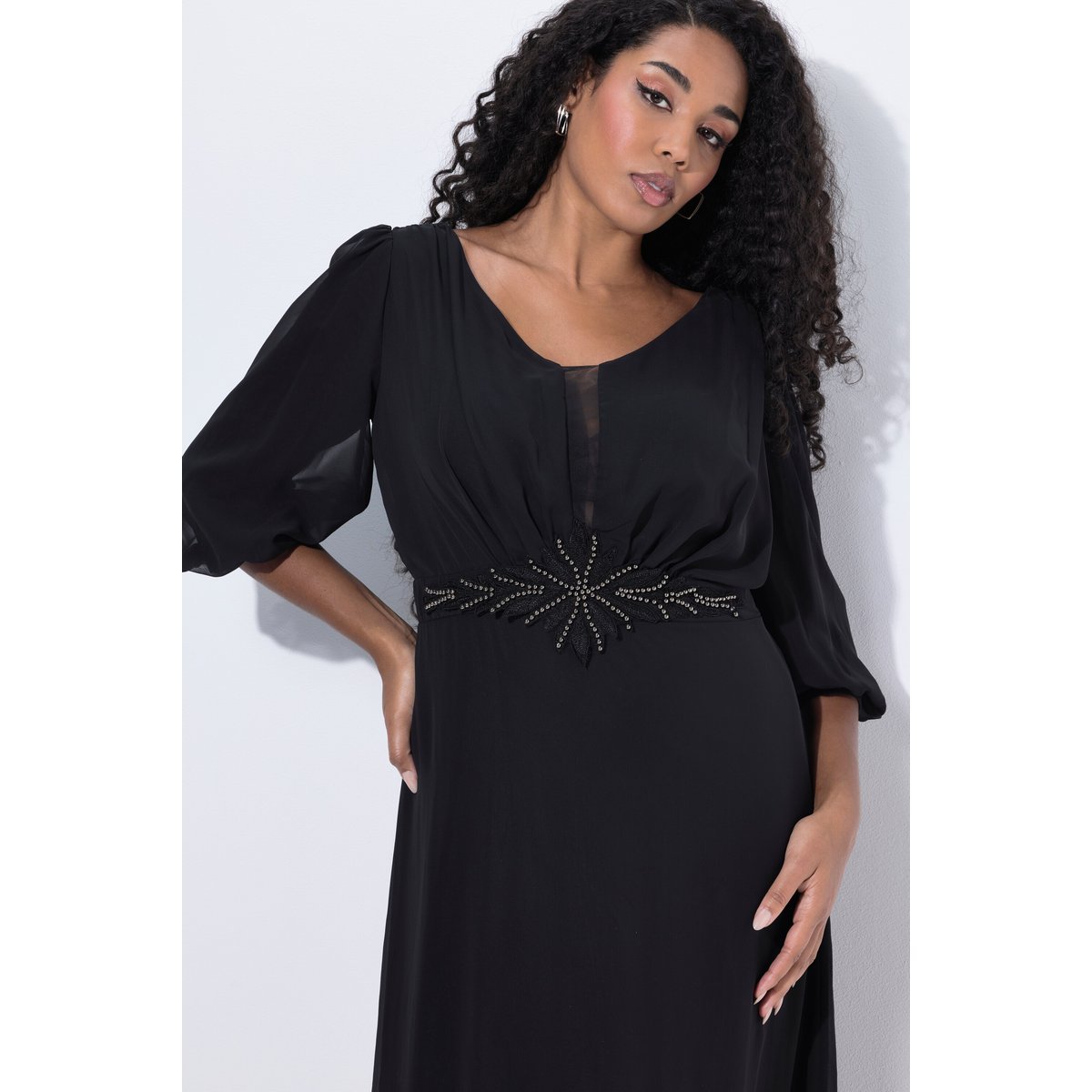Robe maxi en mousseline noir, ULLA POPKEN