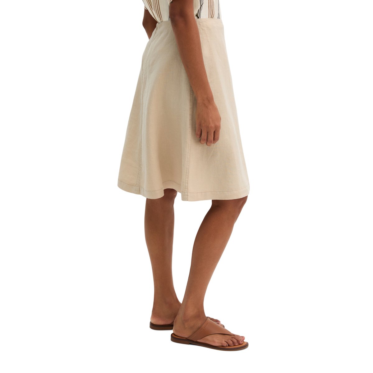 Jupe en lin A-Shape avec fermeture éclair sans couture beige, MARC O'POLO