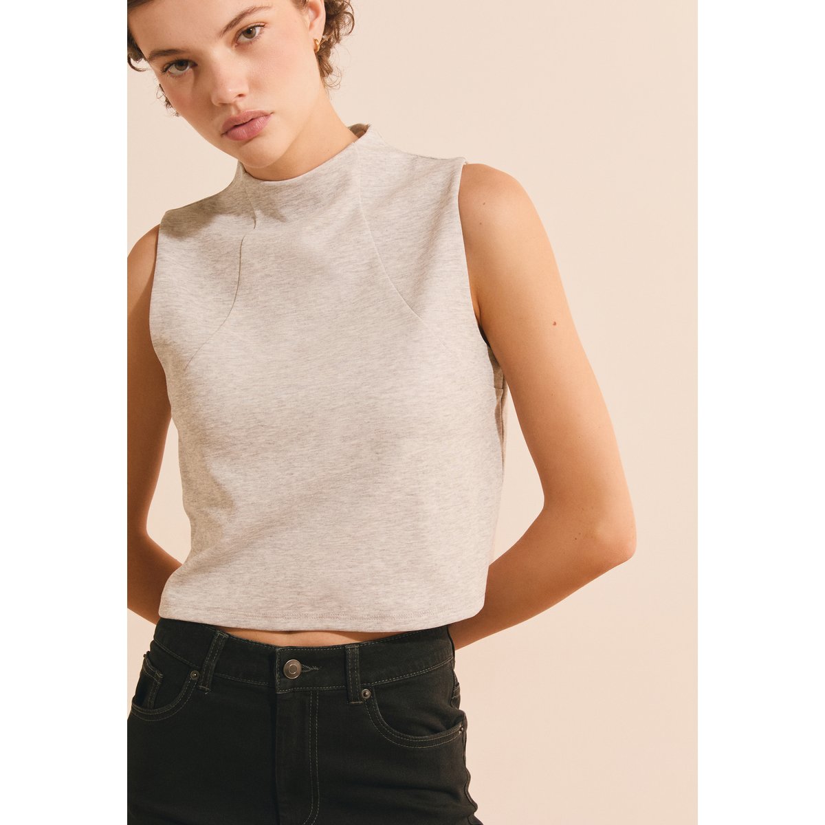 Top manches courtes avec coton AMBRE TOP gris clair, ETAM