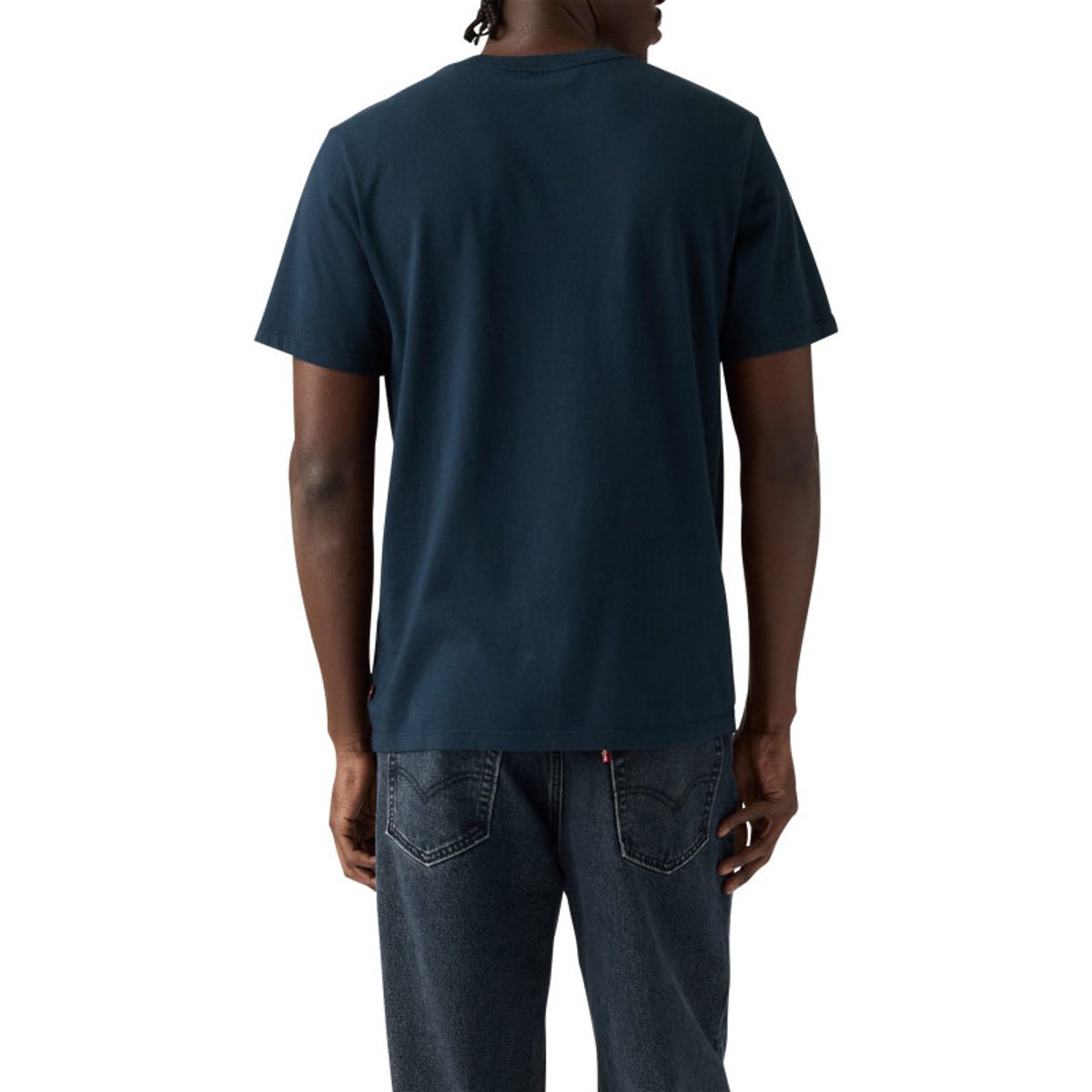 T-shirt en coton bleu marine avec col rond et logo de la marque marine, LEVI'S