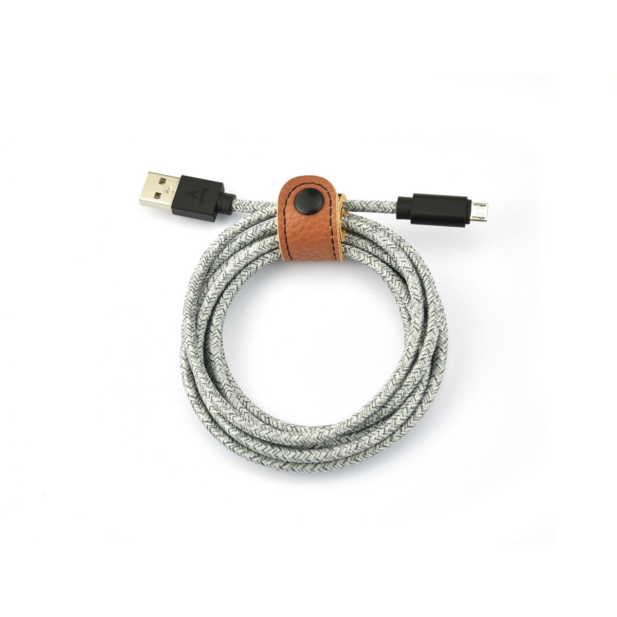 Câble micro USB vers USB 2M tréssé Gris gris, ADEQWAT