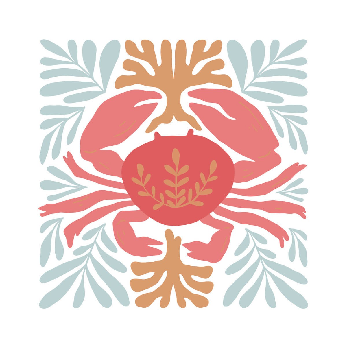 Tableau Mural Illustration Crabe ILLUSTRATION tableau en verre, CEANOTHE