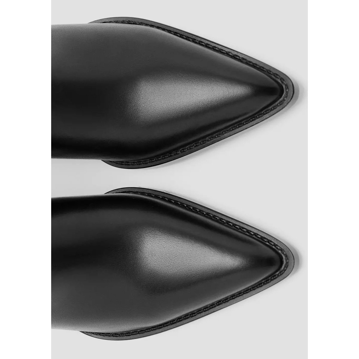 Bottes cuir talon bloc noir, MANGO