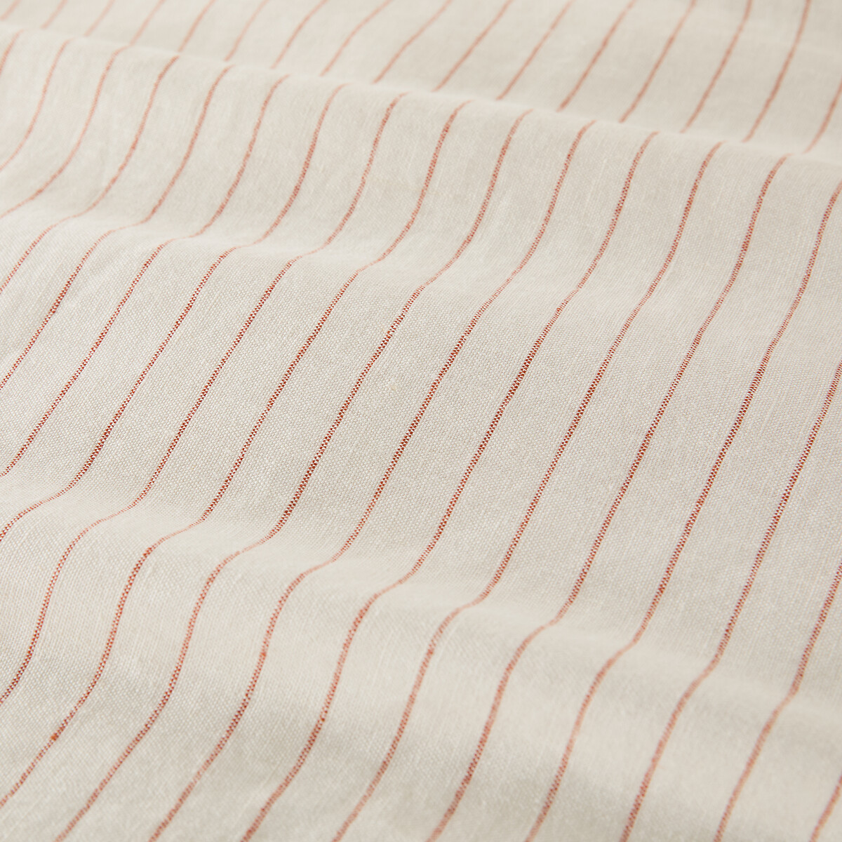 Funda de almohada de lino lavado, Linot Rayé rayado crudo/naranja, LA REDOUTE INTERIEURS