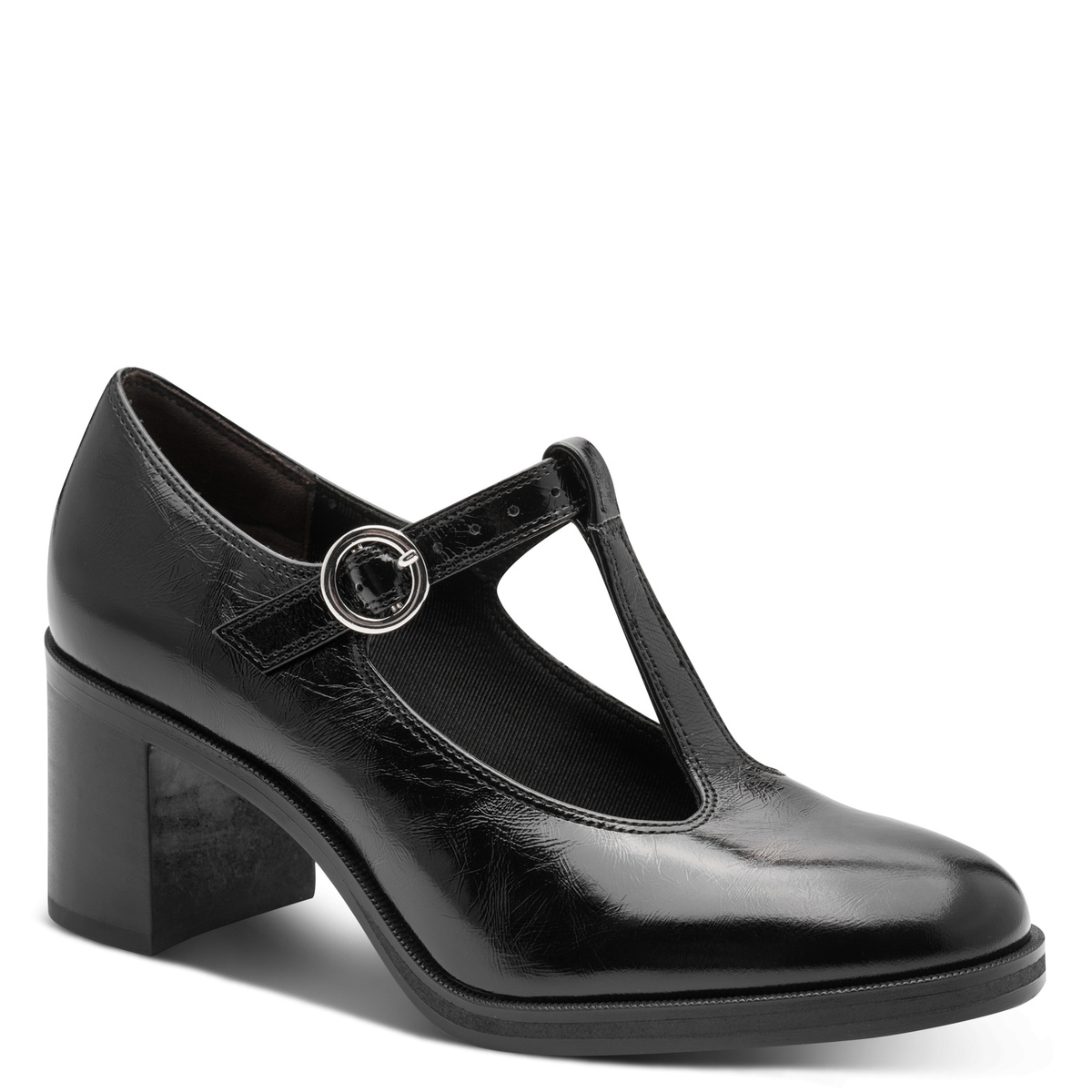 Chaussures salomé en cuir à talons noir, TAMARIS