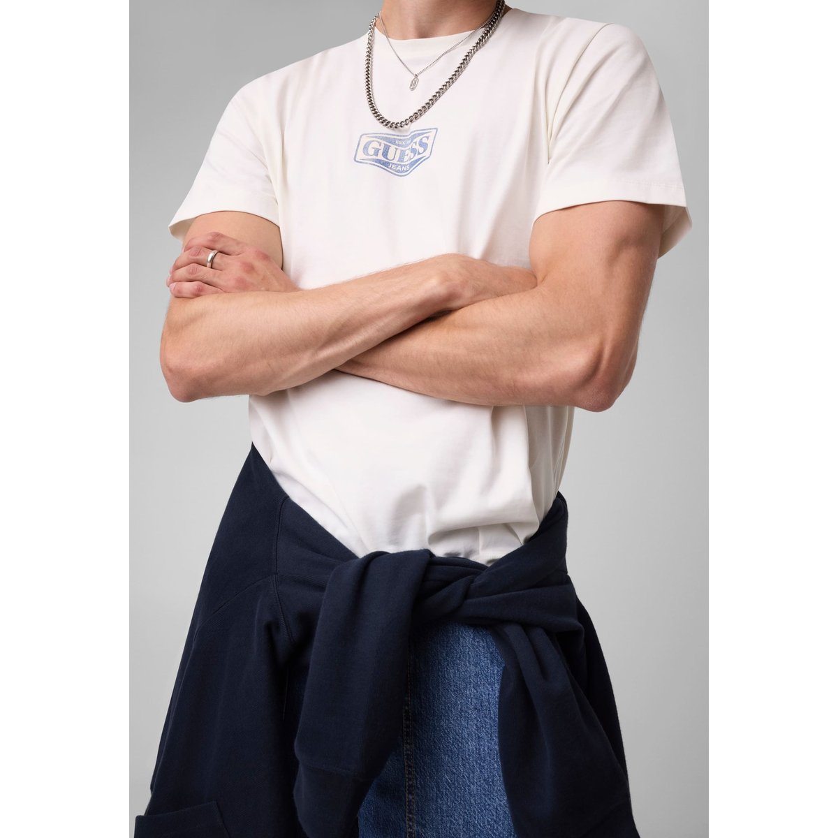 T-Shirt Classique Avec Logo blanc, GUESS JEANS