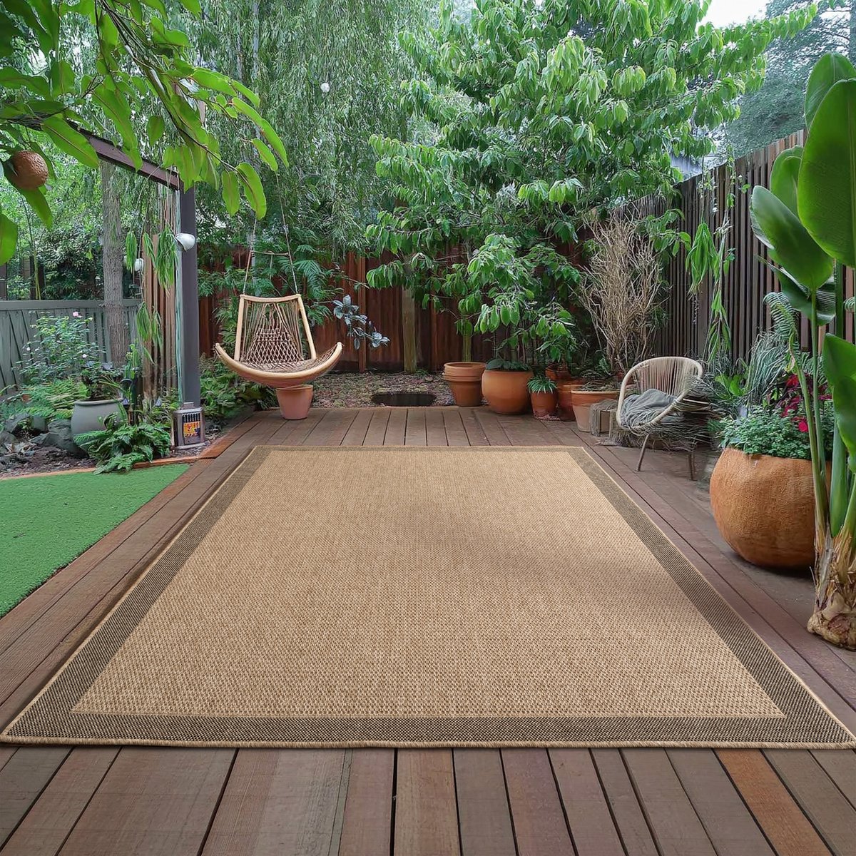Tapis intérieur extérieur effet jute LINORA beige, NAZAR RUGS