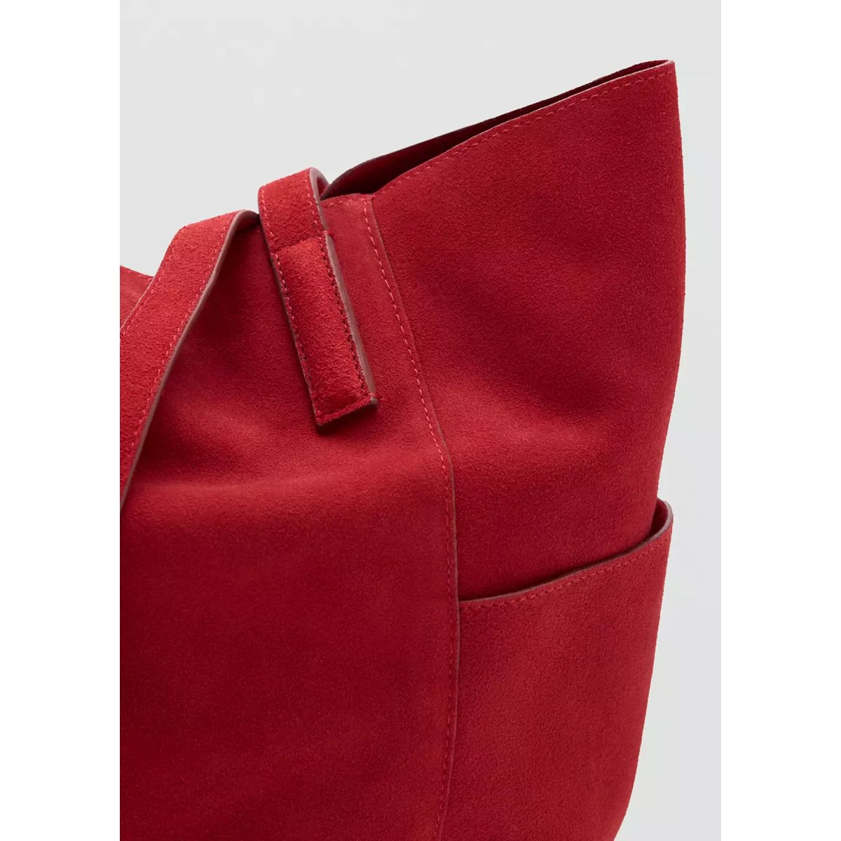 Sac shopper cuir rouge, MANGO