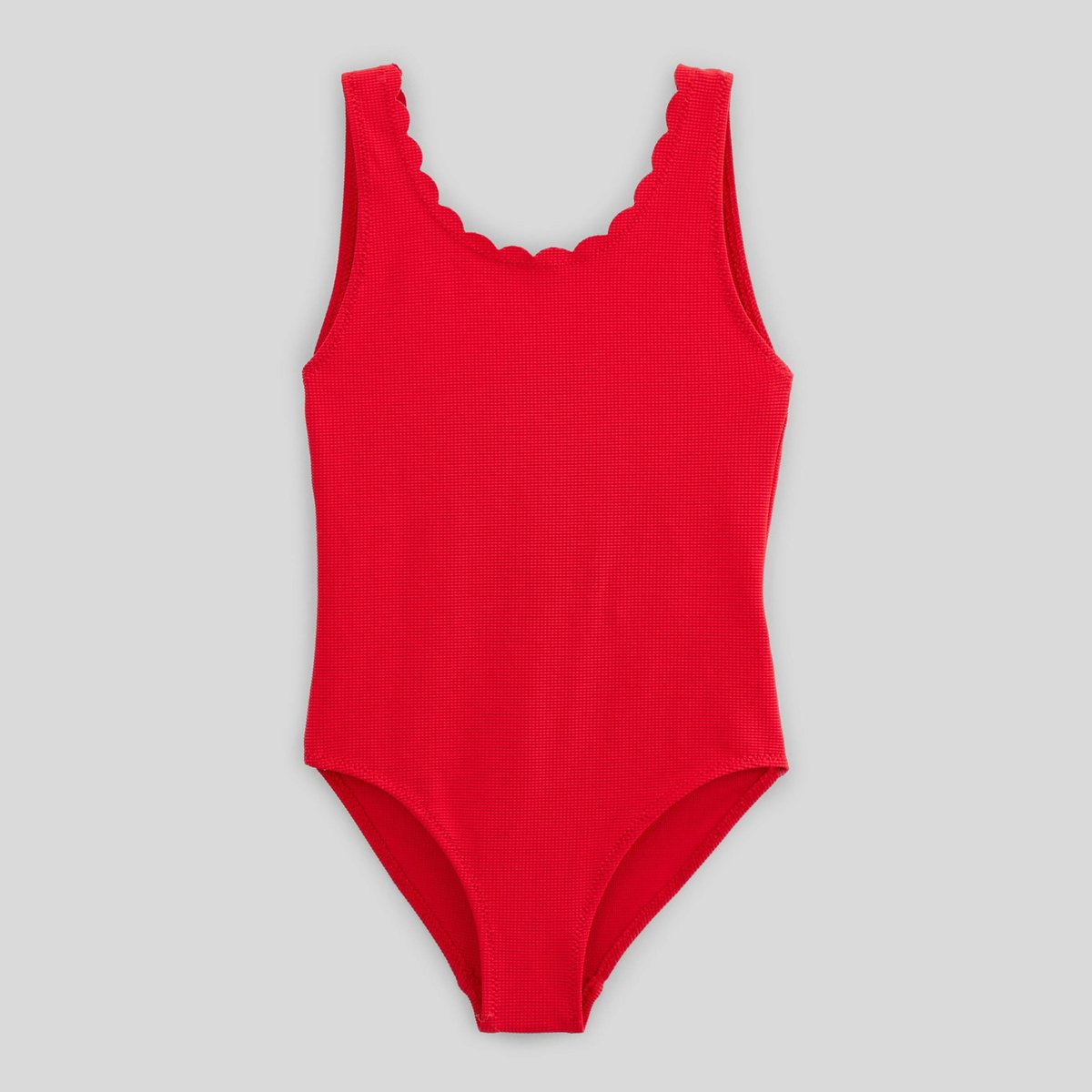 Maillot de bain 1 pièce uni cerise, MONOPRIX