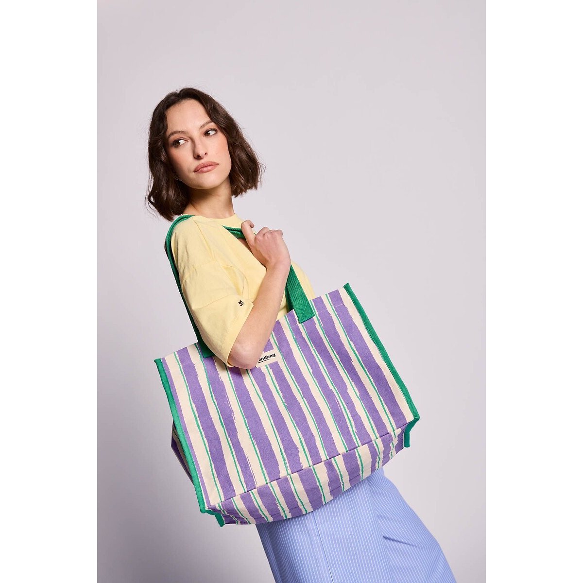 Gestreifter Shopper CLAUDE violett gestreift fantasie, HINDBAG