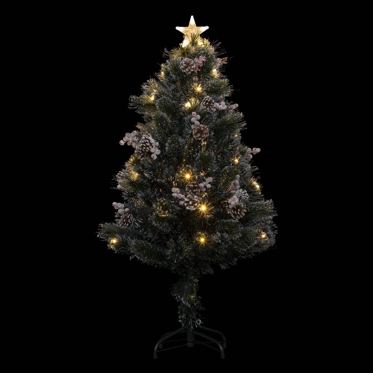 Sapin lumineux fibre optique Sofia 89 LED H120 cm vert, FEERIC LIGHTS & CHRISTMAS