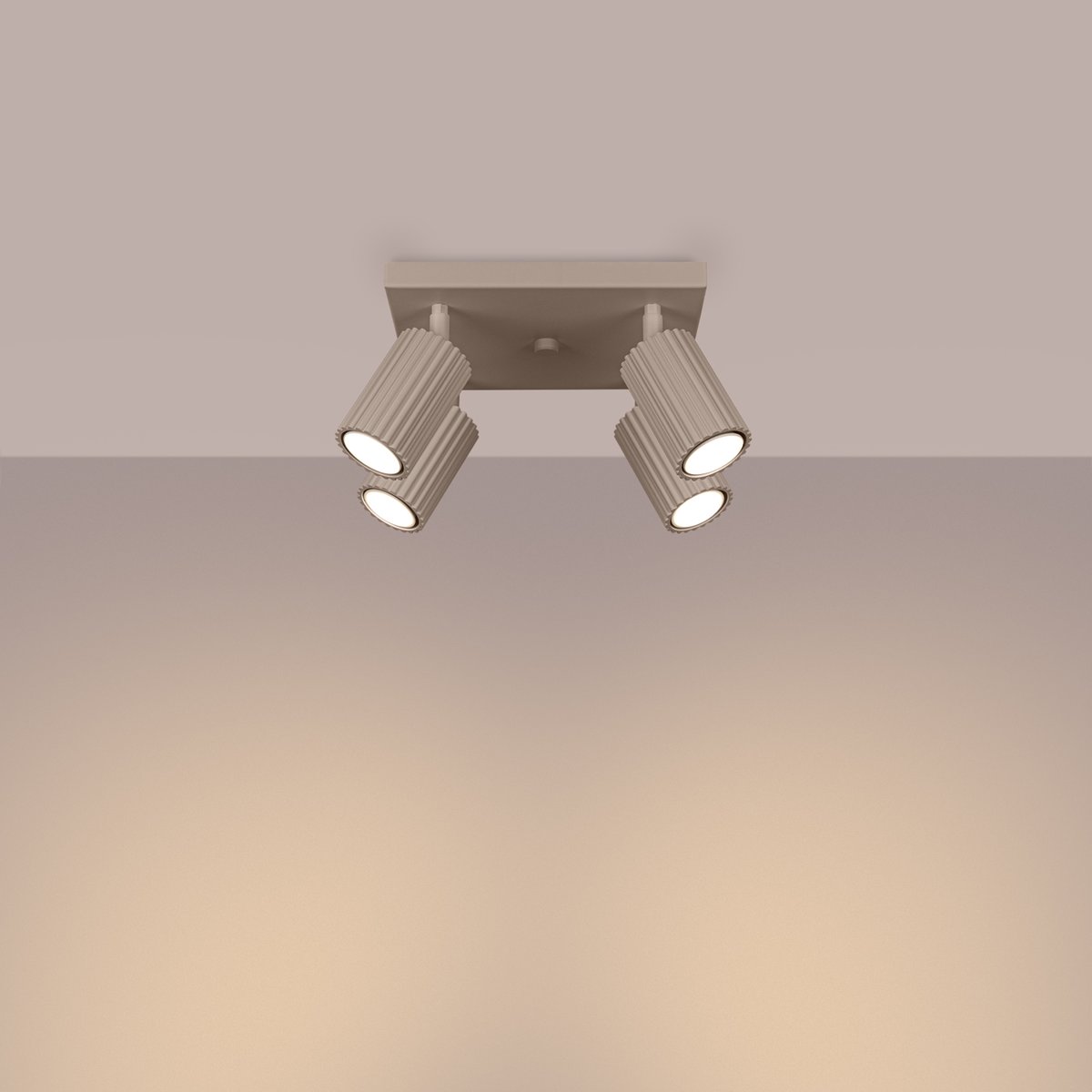 Plafonnier Aluminium Taupe GU10 4 Karbon marron, EDEN