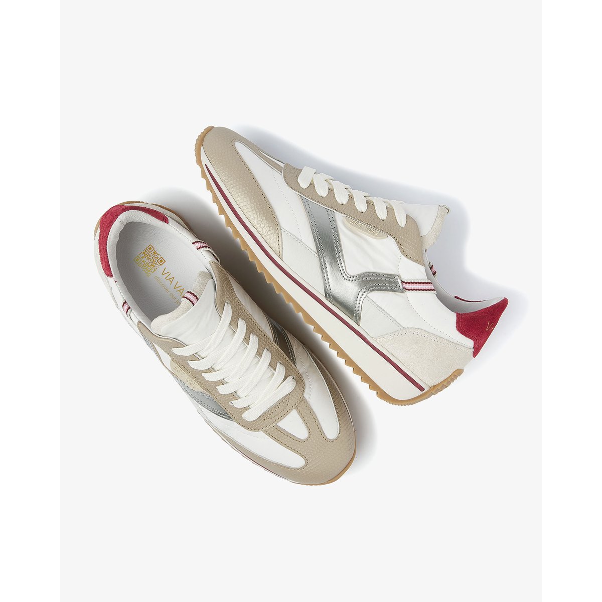 Baskets en cuir MIKKI RUBY beige, VIA VAI