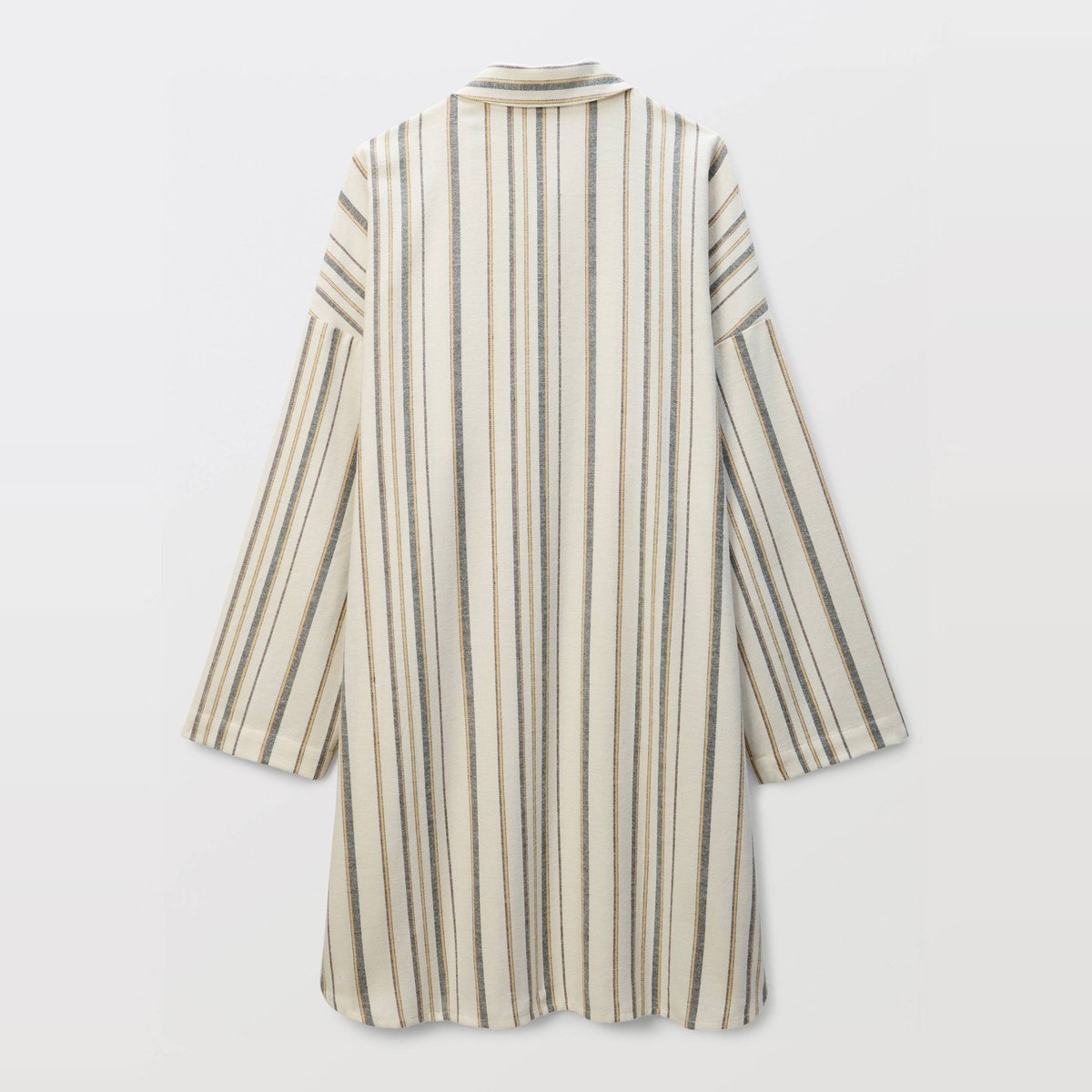 Chemise de nuit rayée en coton gratté riz, MONOPRIX
