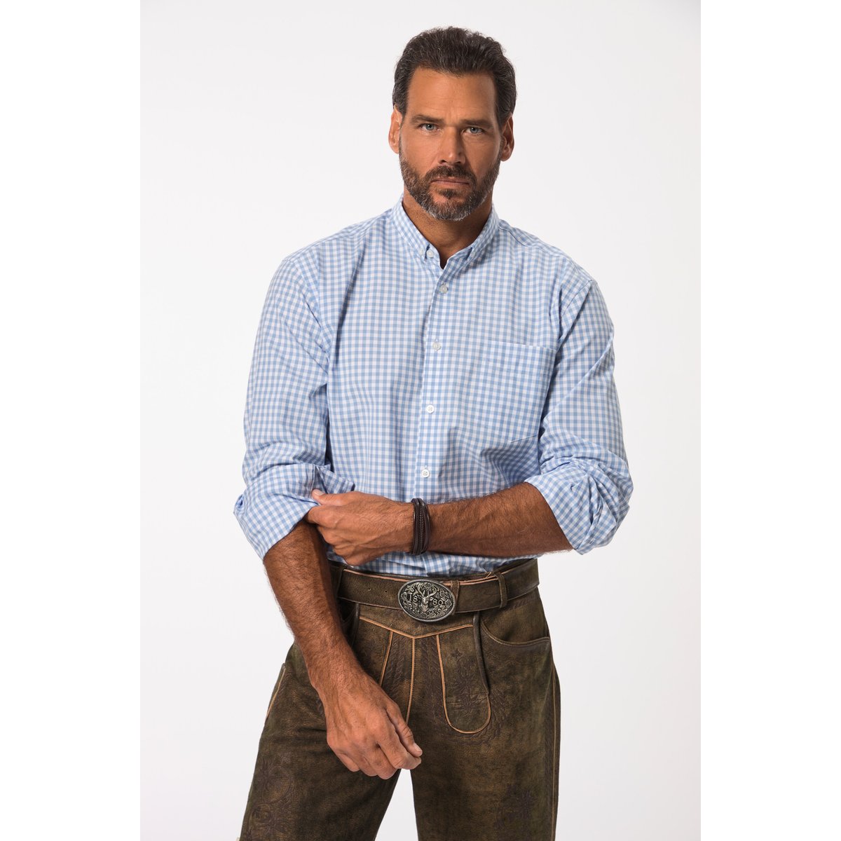 Chemise à carreaux traditionnelle pierre bleue, JP1880