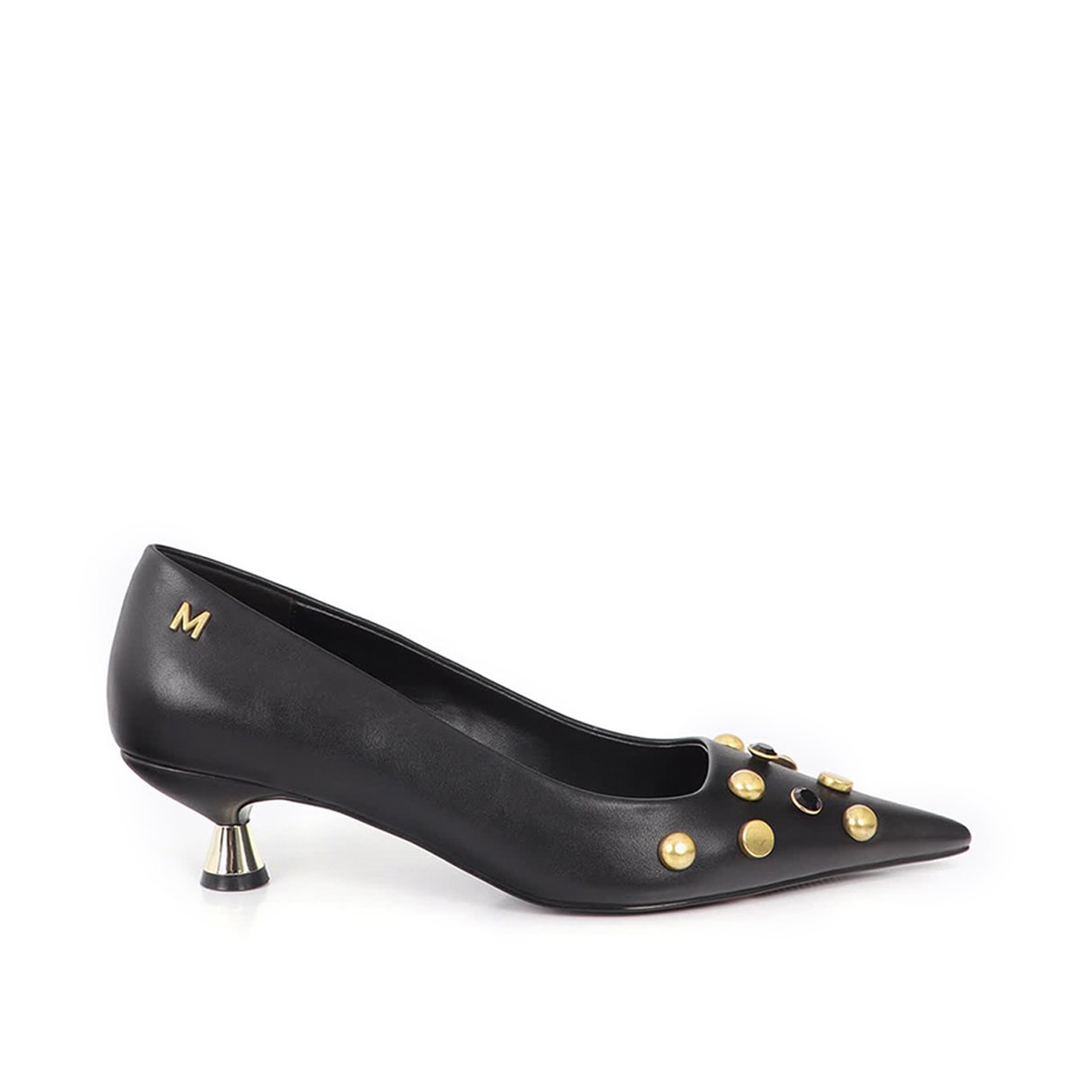 Escarpins à talon entonnoir à clous décoratifs noir, LOLA CASADEMUNT