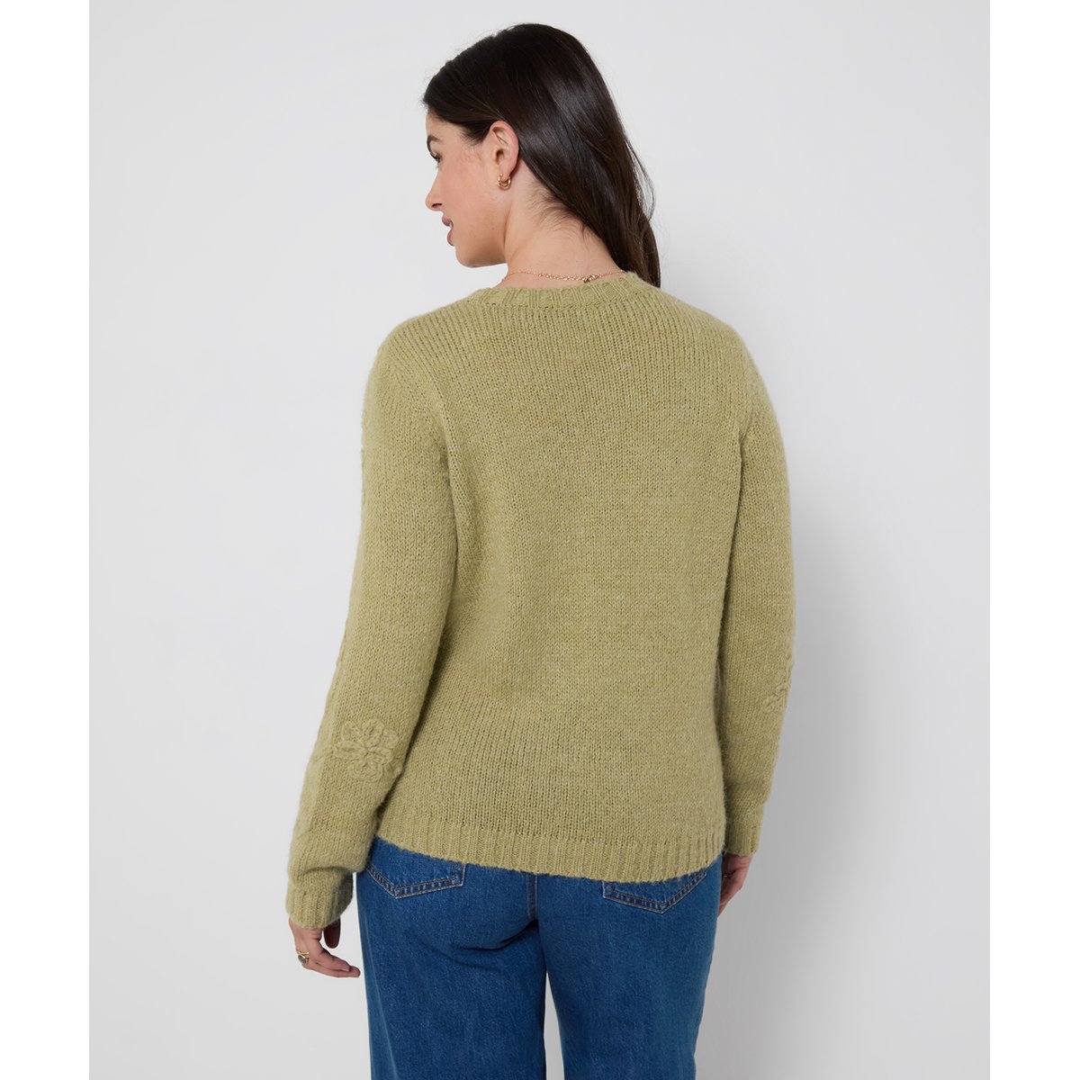 Pull Brodé Fleuri Tallulah vert, JOE BROWNS