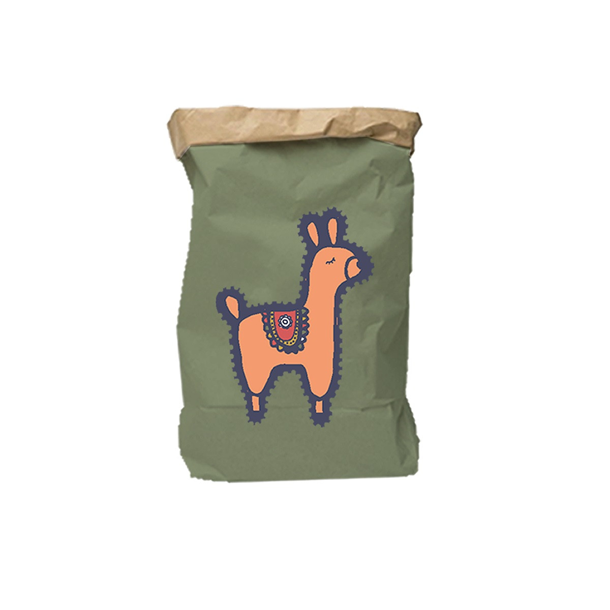 Lot de 3 sacs de rangement déco en papier kraft LALAMA multicouleur, FUTURE HOME