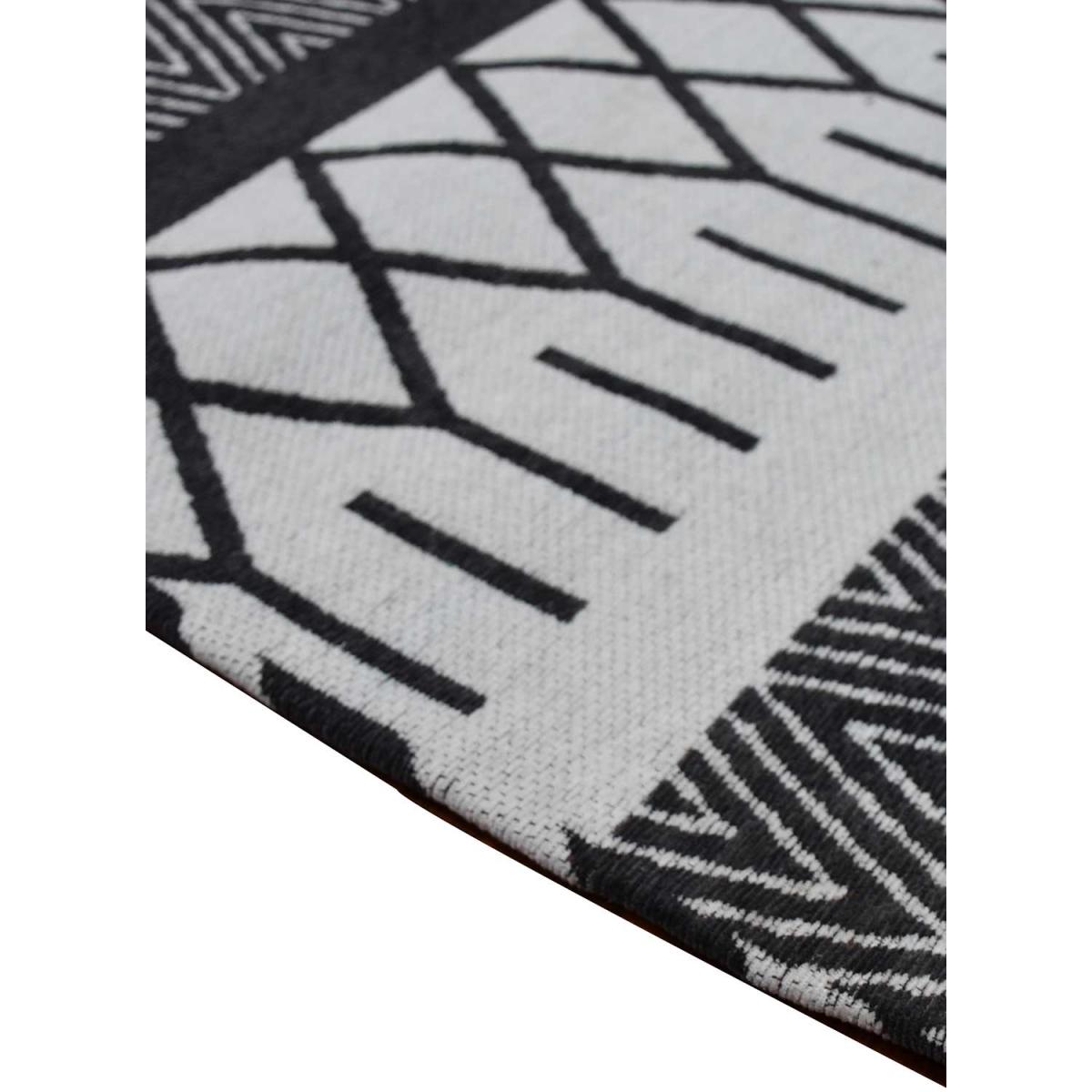 Tapis salon et chambre fait à la main motif scandinave PANATA noir, UN AMOUR DE TAPIS