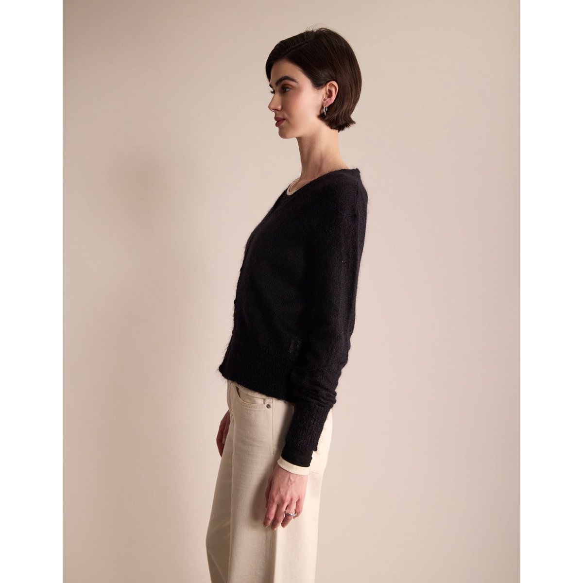 Cardigan Alex en maille mohair et laine mérinos - Ines de la Fressange Paris noir, INES DE LA FRESSANGE PARIS