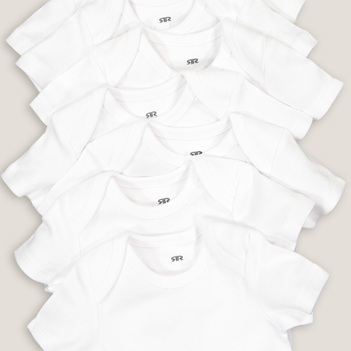 Set van 7 witte rompertjes met korte mouwen wit, LA REDOUTE COLLECTIONS