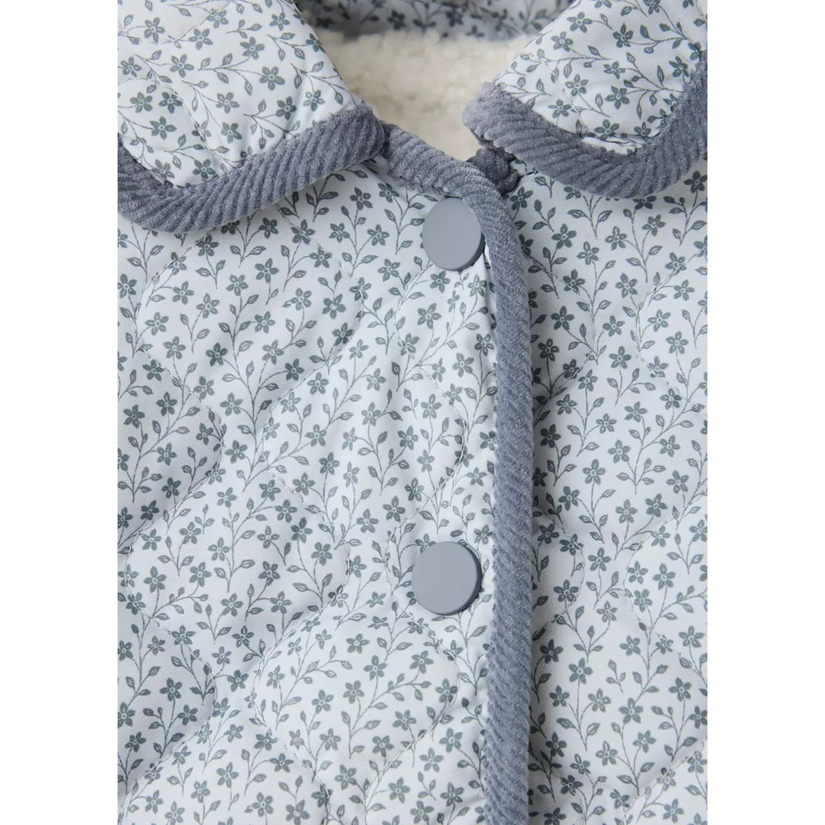 Veste matelassée à fleurs bleu, MANGO BABY