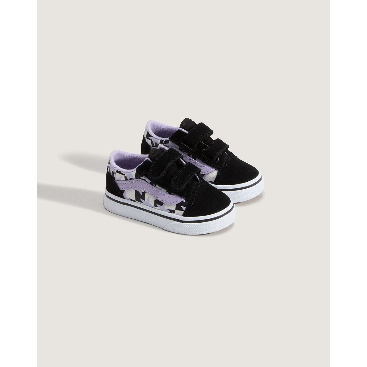 TD Old Skool V low top touch 'n' close trainers black/purple/white, VANS