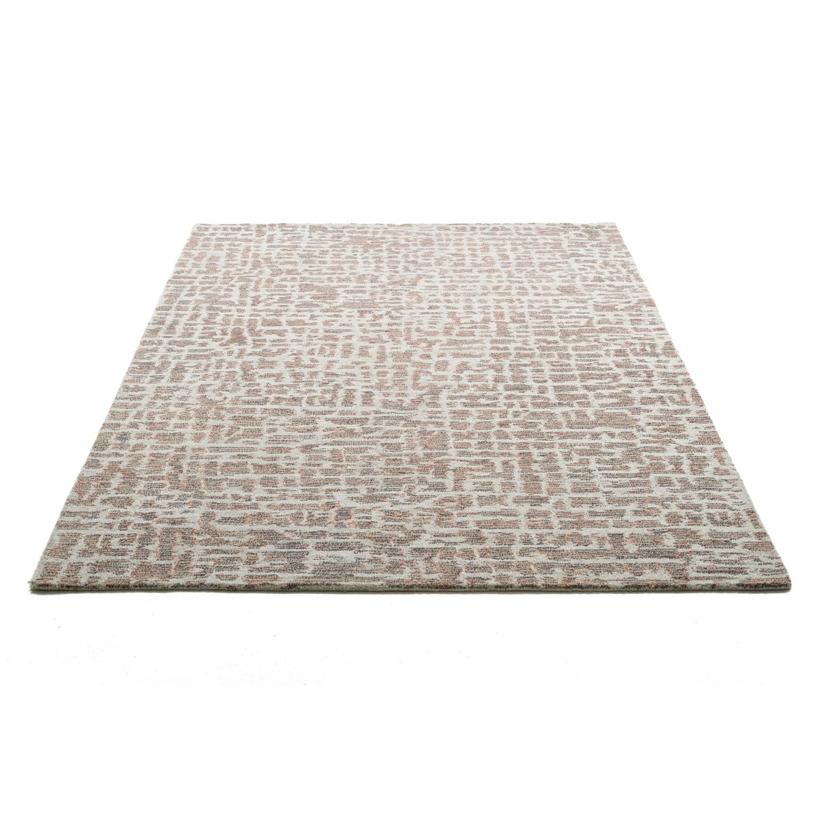 Tapis tufté main en laine vierge et viscose argent, THEKO
