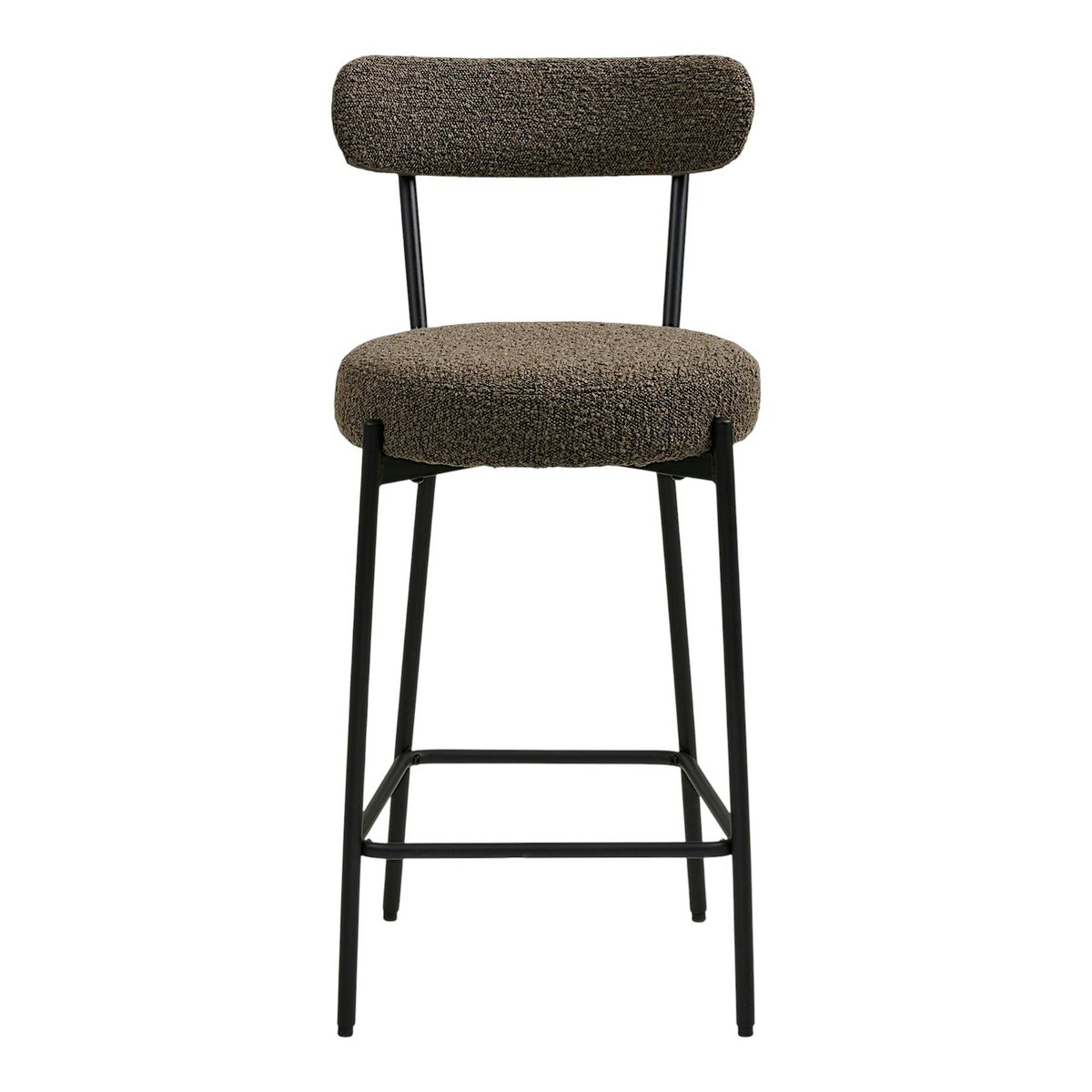 Chaise de bar en bouclette marron avec repose-pieds (lot de 2) BERLIN marron, PIER IMPORT