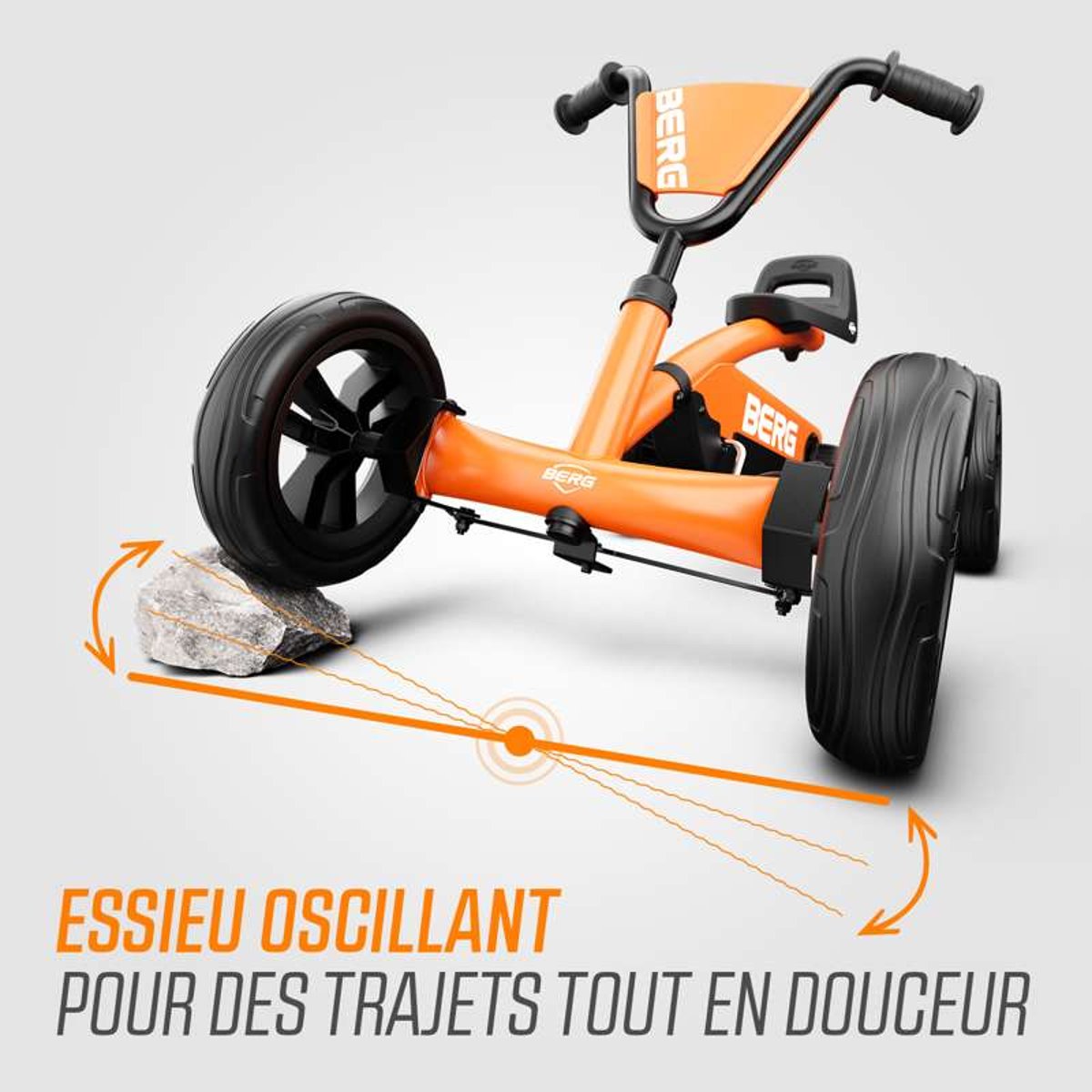 Kart à Pédales pour Enfants, 2+ Ans, Buzzy Vert orange, BERG TOYS