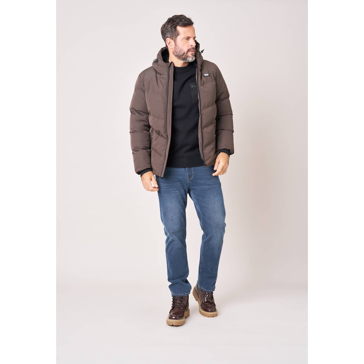 Doudoune regular homme INTEREST espresso, DEELUXE