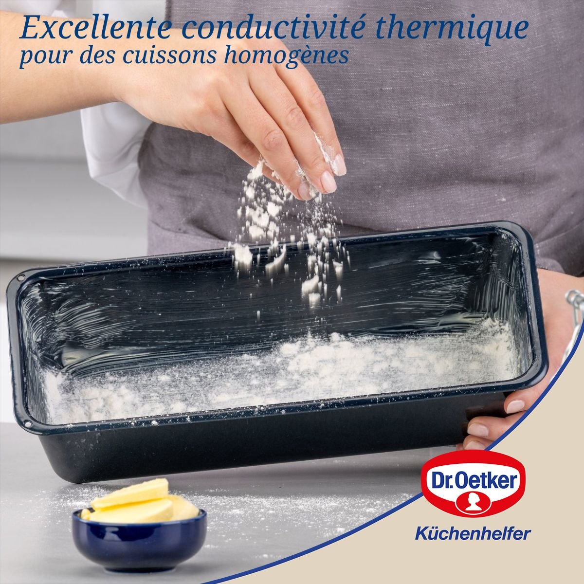 Lot de 2 moules à gâteaux 35/35 cm en acier BACK-LIEBE bleu, DR OETKER