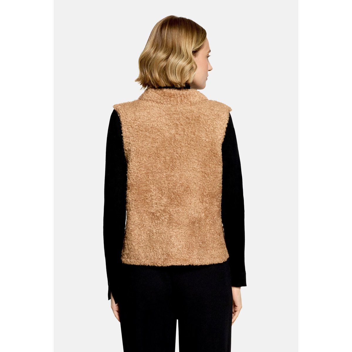 Veste sans manches en maille à col droit beige, BETTY BARCLAY