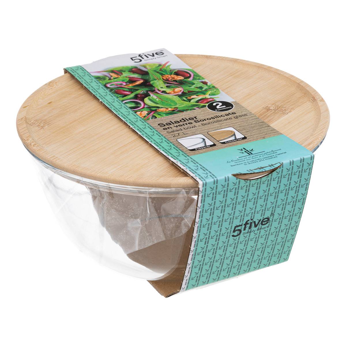 Saladier avec couvercle CUTEAT transparent, 5FIVE SIMPLY SMART