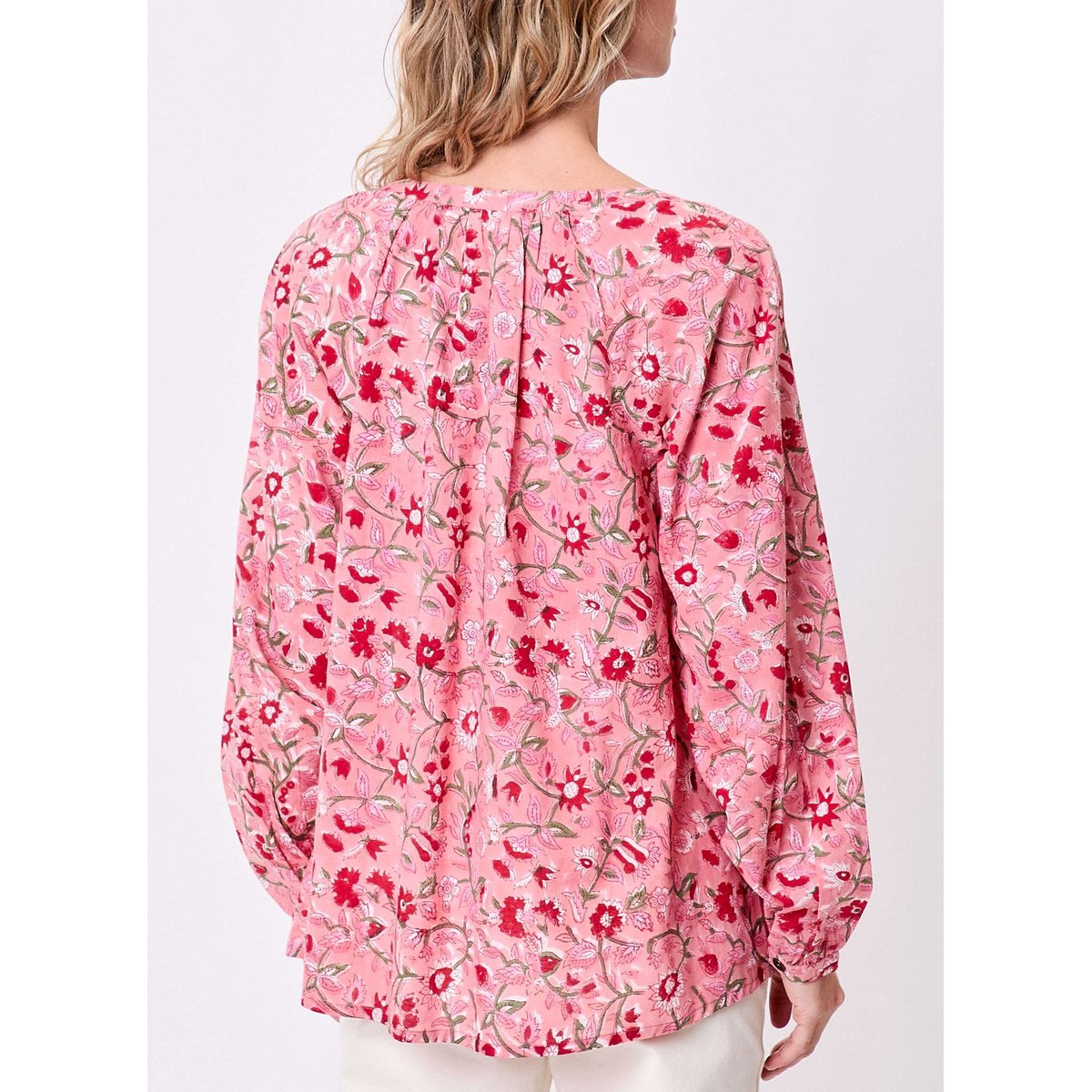 Blouse coton imprimée ample OCO rose clair yumna, LA FIANCÉE