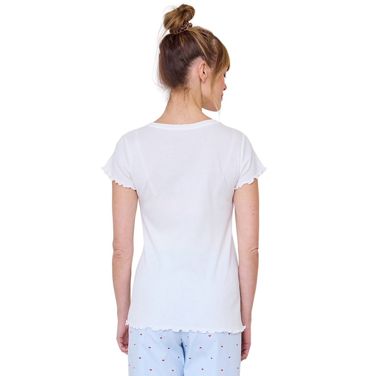 Pyjama coeurs grossesse et allaitement bleu ciel, VERTBAUDET