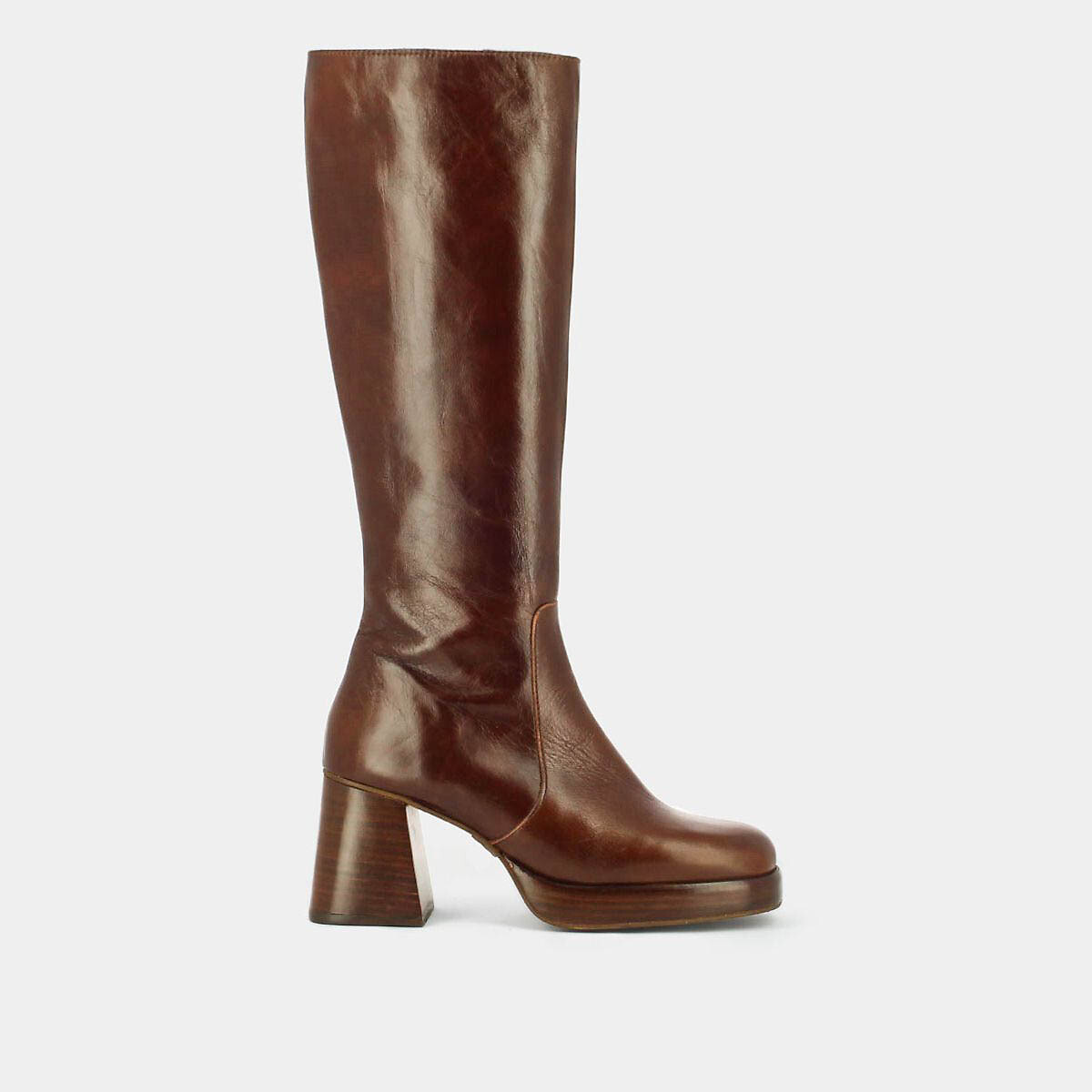 Bottes en cuir vieilli Betina, talons marron, JONAK