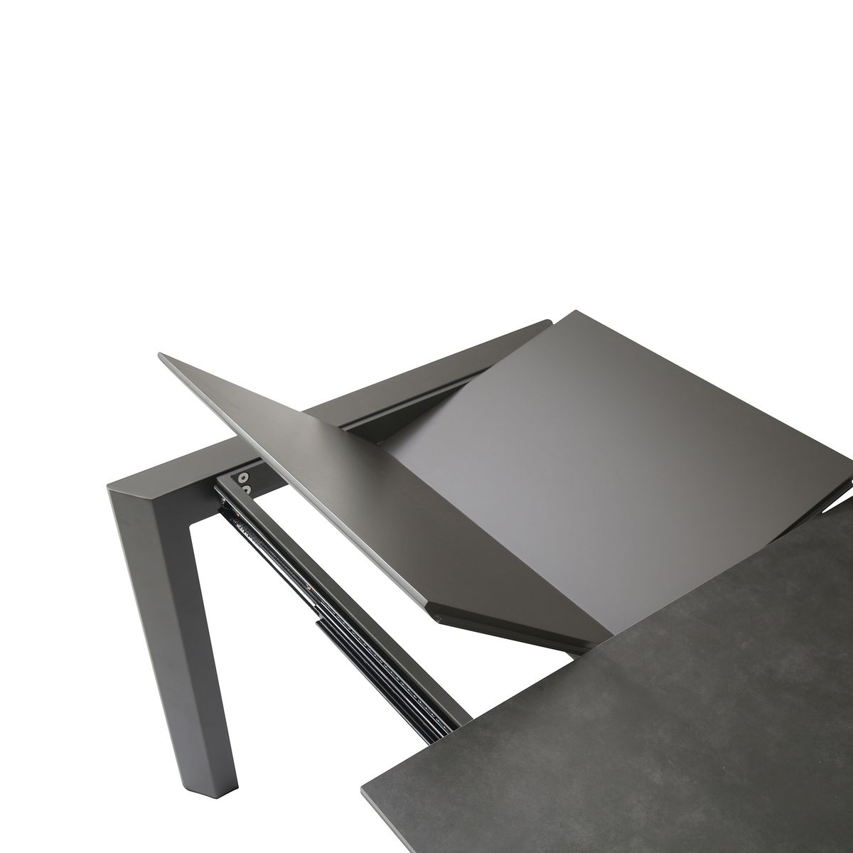 Table repas céramique gris 90 cm avec allonge 60 cm noir, ZAGO