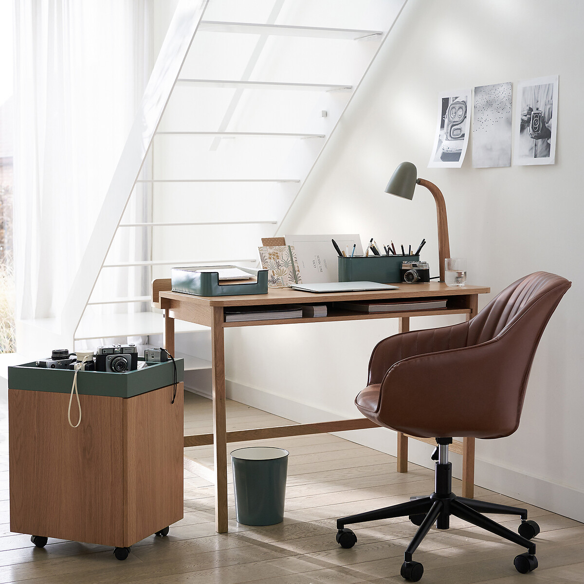 Sillón de escritorio con ruedas, Hiba coñac, LA REDOUTE INTERIEURS