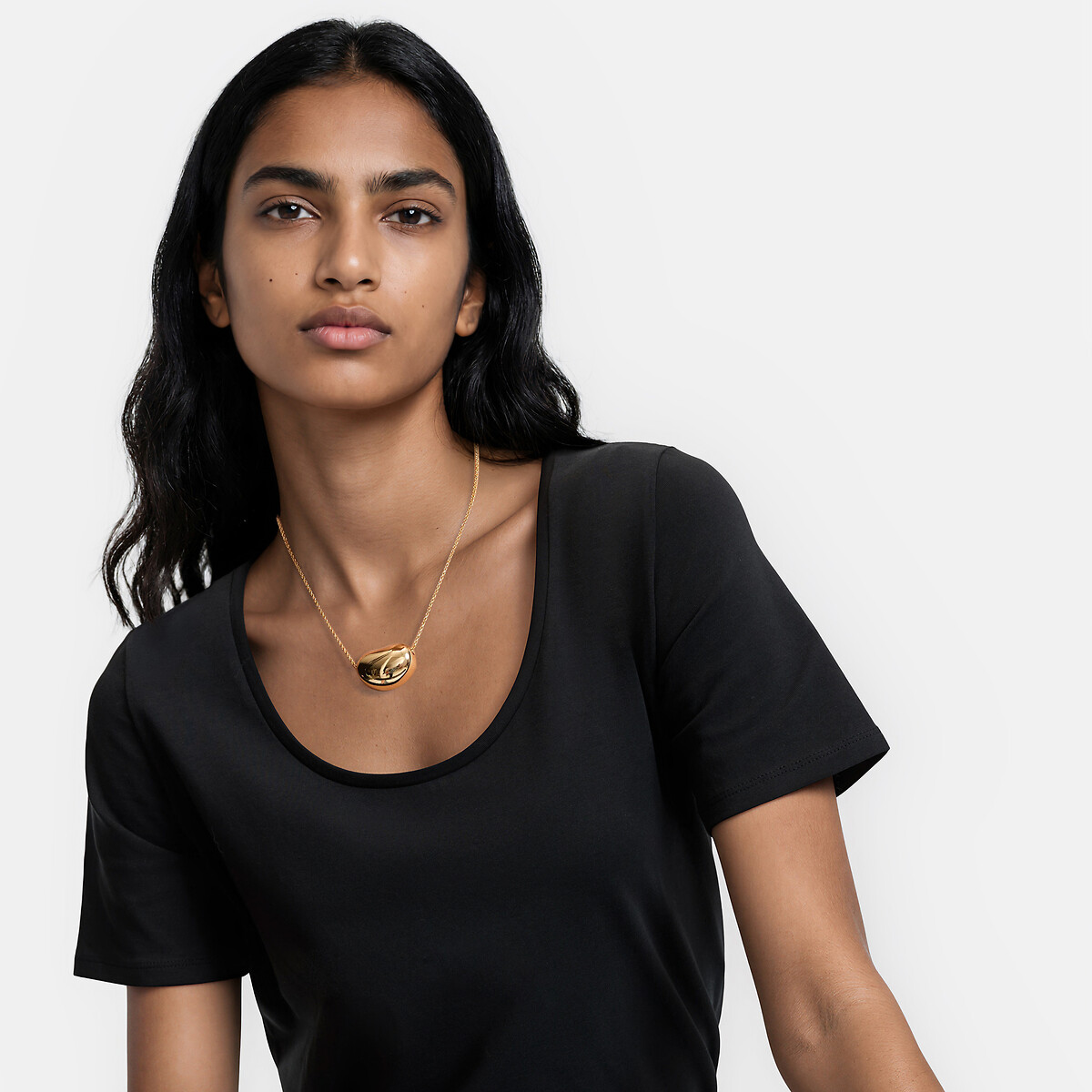 Short Sleeve Crew Neck T-Shirt black, LA REDOUTE COLLECTIONS